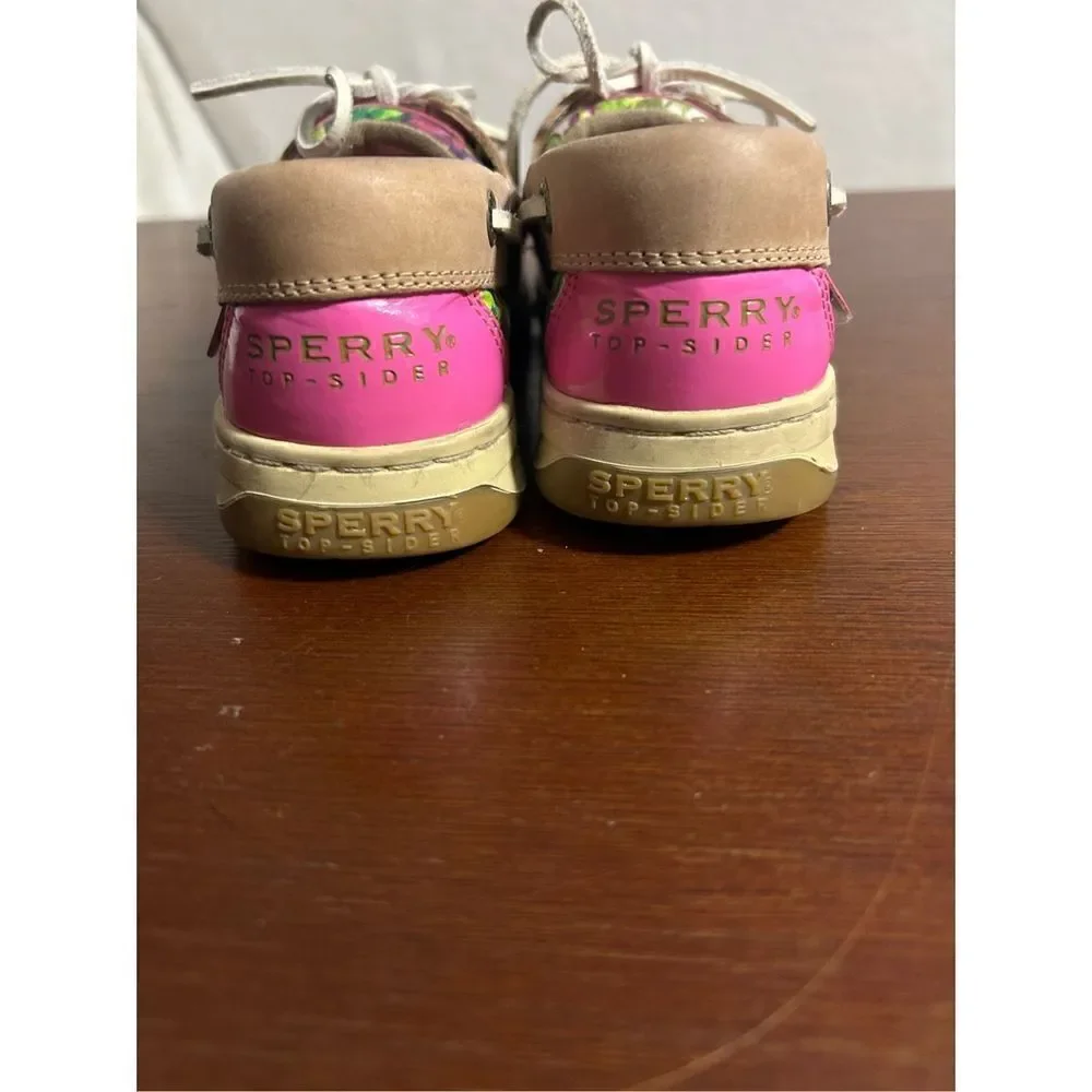 Sperry topsider bluefish leather linen rose boat shoes size 6
